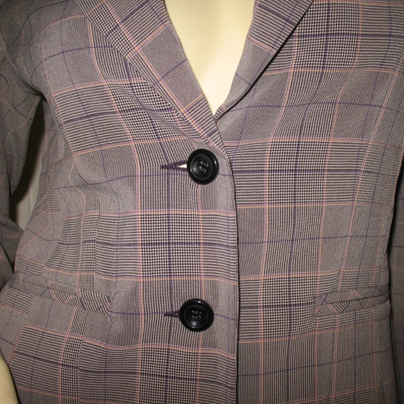 Vintage Y2K 90s Tracy Evans Plaid Blazer Jacket Preppy Academia Corpcore Office - Picture 5 of 8